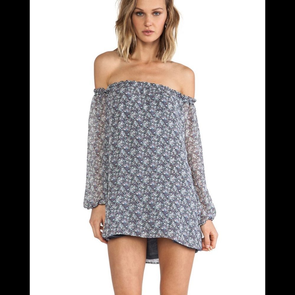 For Love & Lemons Prescioso Dress in Blue Floral M